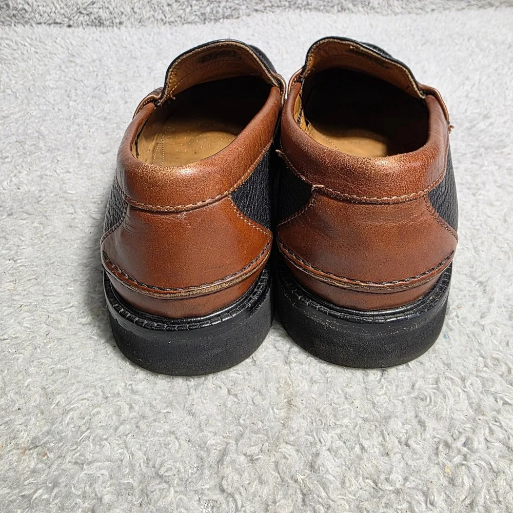 E.T.‎ Wright Penny Loafers Black Brown Two Tone Pebbled Leather Vibram Mens 10D